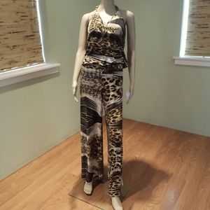 Cotton Candy Animal Print Halter Jumpsuit Size XL